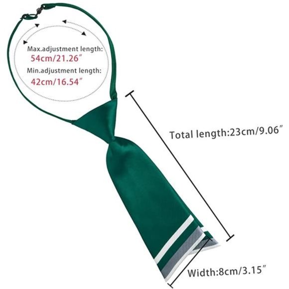 PRE-TIED Bowtie for Women Uniform Necktie Adjustable Strap Striped Deep Green - Picture 2 of 5